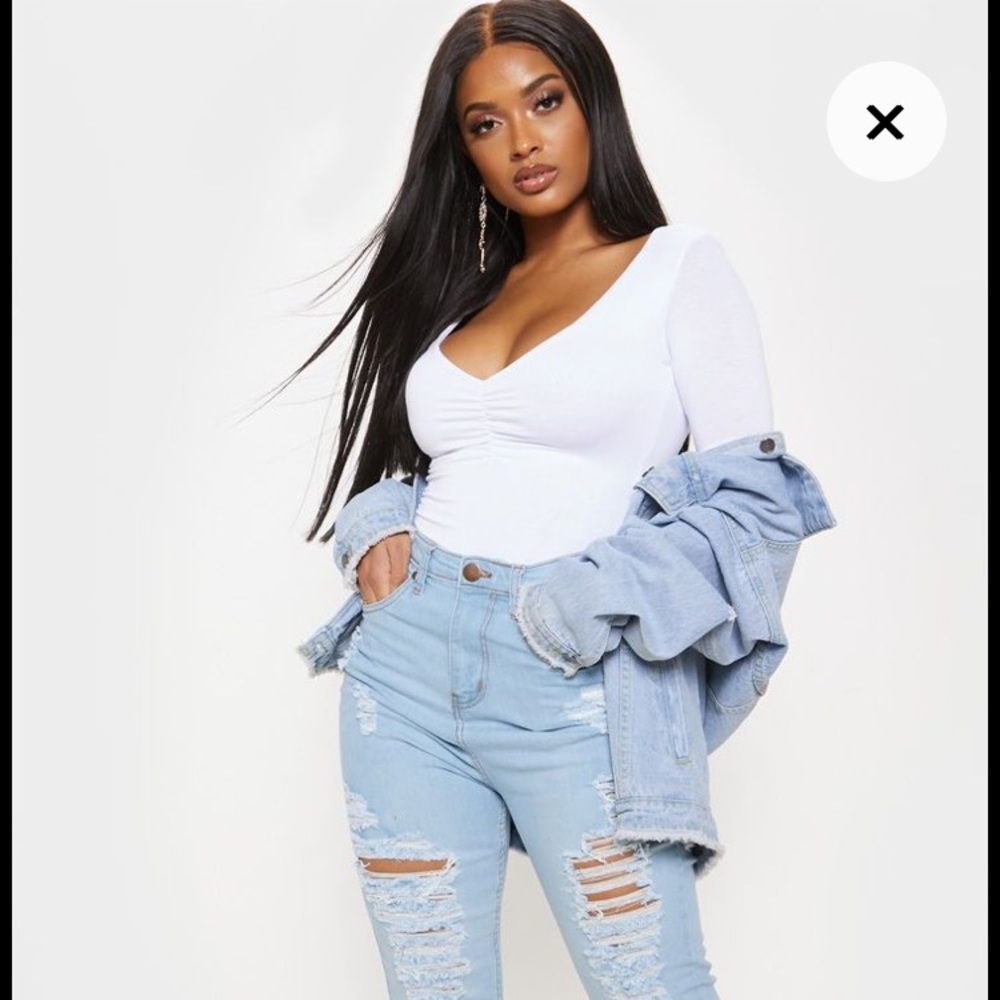 pretty little thing white bodysuit never worn